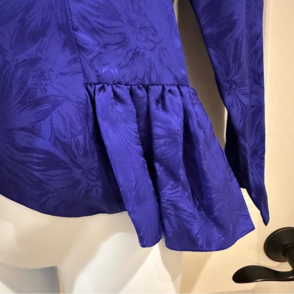 CC Courtenay Vintage Silk Blue Tone on Tone Long Sleeve Blouse Size 10 - Picture 4 of 9